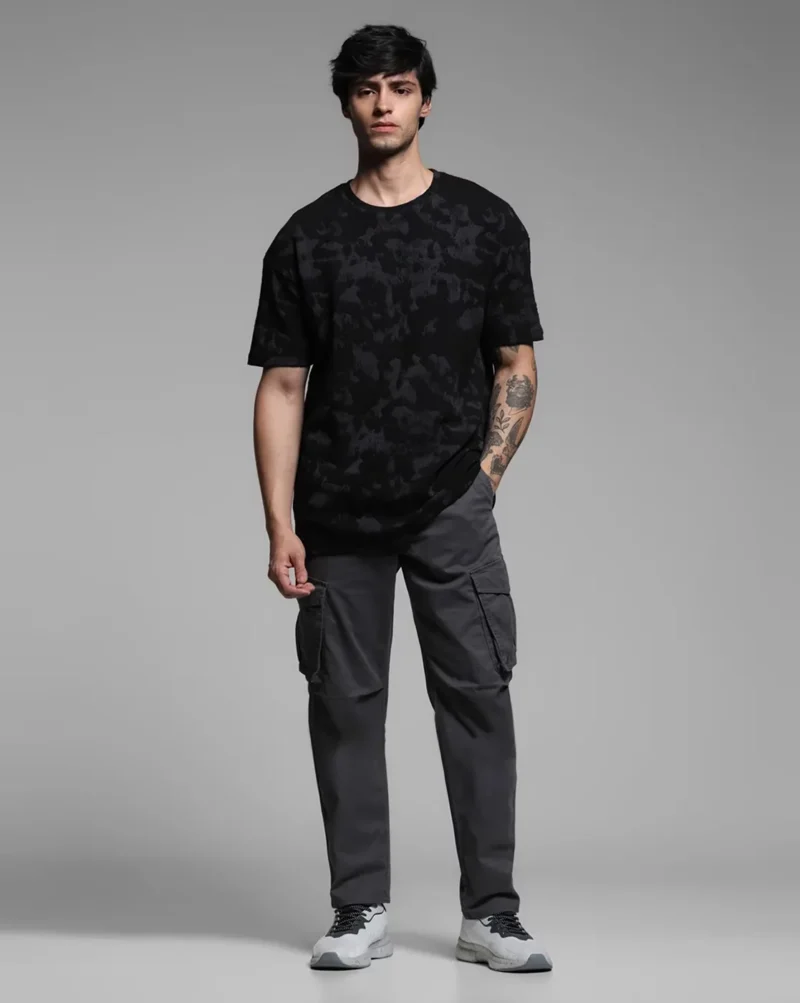 Men Camouflage Print Boxy Fit Crew-Neck T-Shirt - Image 4