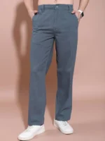 Men Straight Fit High-Rise Cotton Trouser