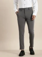 Men Slim Fit Knitted Formal Trousers